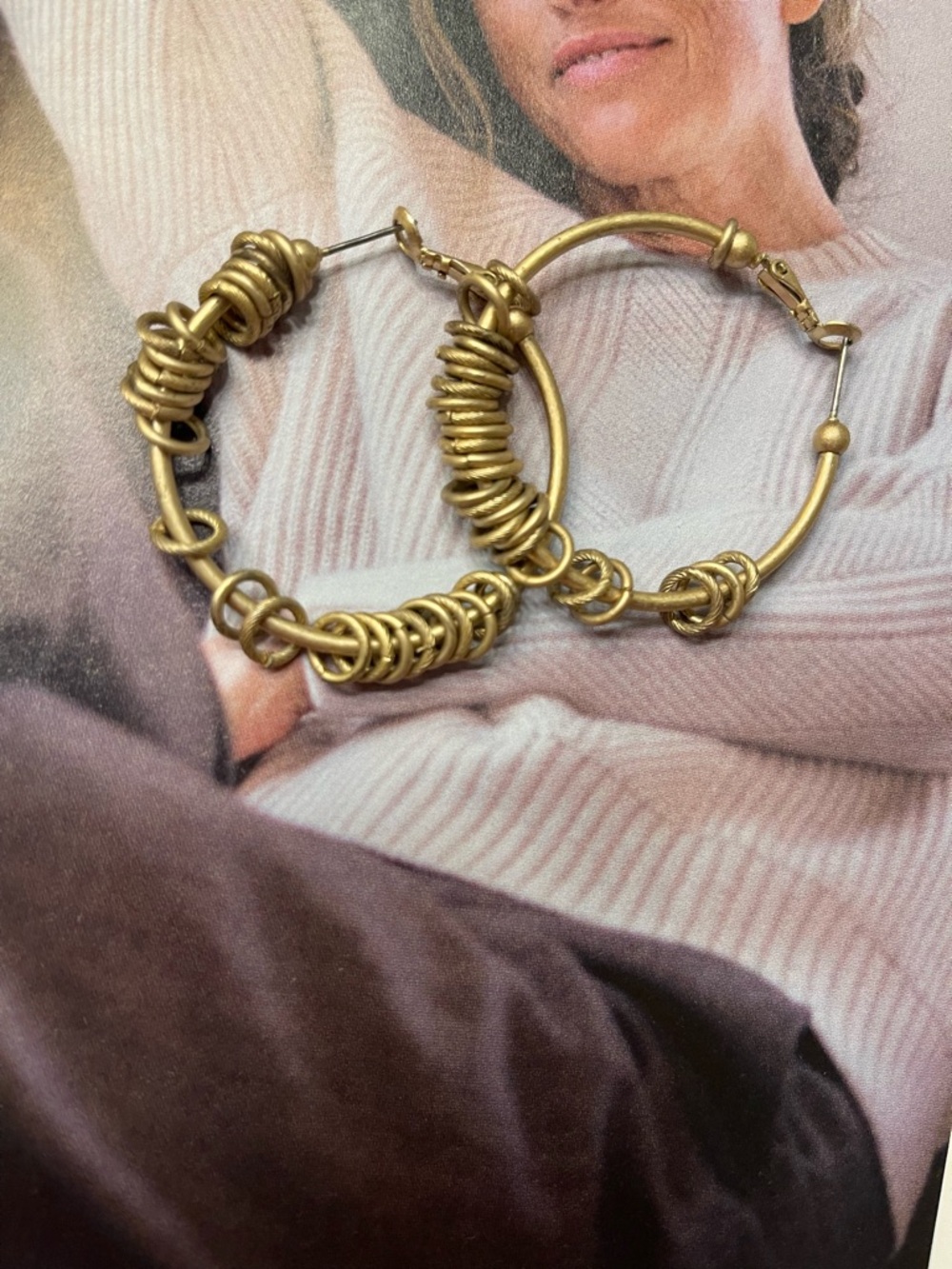 Lia Sophia Gold Hoop Earrings with Coil Accent